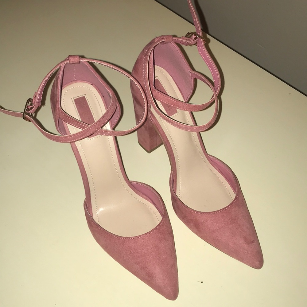 Light pink suede heels